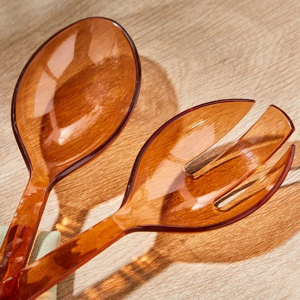 Umber Ripple Acrylic Salad Fork And Spoon Set 2 Umber Ripple Acrylic Salad Fork And Spoon Set - Image 2