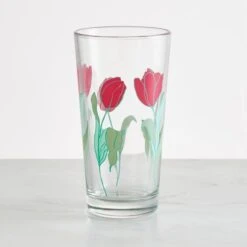 Magenta Tulip Decal Highball Glass