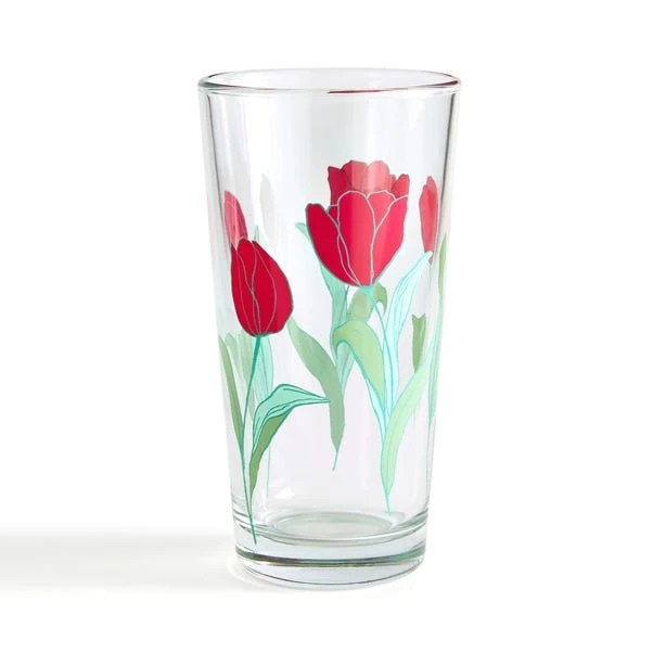 Magenta Tulip Decal Highball Glass 2 Magenta Tulip Decal Highball Glass - Image 2