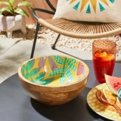 Palm Leaves Mango Wood Serving Bowl