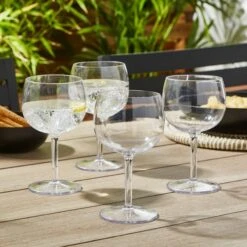 Set Of 4 Clear Acrylic Gin Glasses