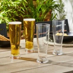 Set Of 4 Clear Plastic Beer Glasses
