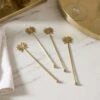 Gold Palm Drink Stirrers, 4 Pack