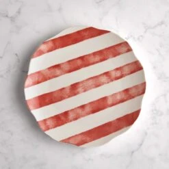 Striped Stoneware Wavy Side Plate