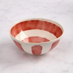 Striped Stoneware Snack Bowl
