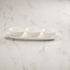 Dover White Tray And Dip Bowls