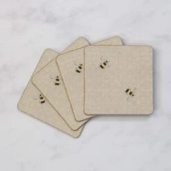 Set Of 4 Bee Cork Back Coasters