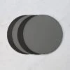 Set Of 4 Black & Grey Faux Leather Reversible Round Placemats