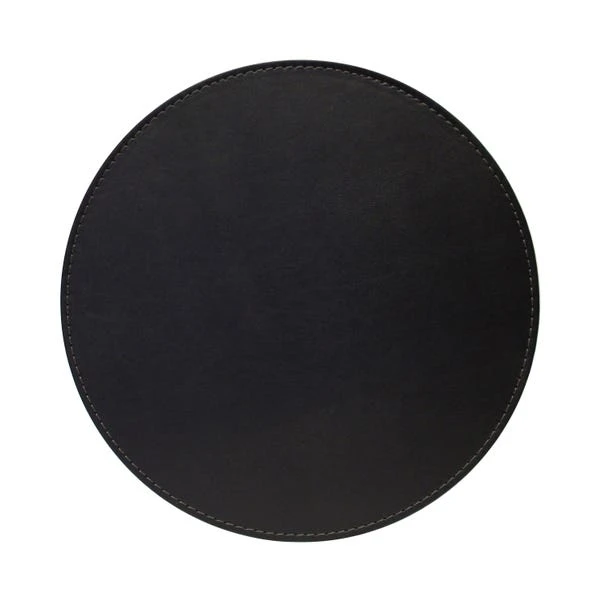 Set Of 4 Black & Grey Faux Leather Reversible Round Placemats 3 Set Of 4 Black & Grey Faux Leather Reversible Round Placemats - Image 3