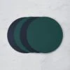 Set Of 4 Peacock & Navy Faux Leather Reversible Round Placemats
