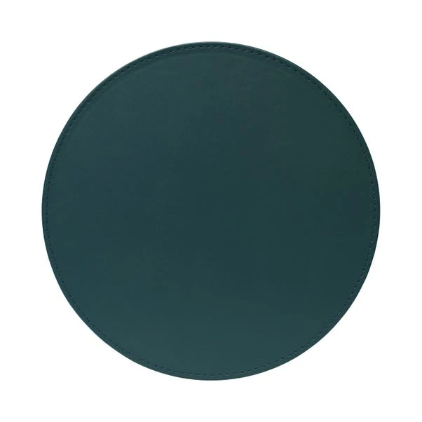 Set Of 4 Peacock & Navy Faux Leather Reversible Round Placemats 3 Set Of 4 Peacock & Navy Faux Leather Reversible Round Placemats - Image 3