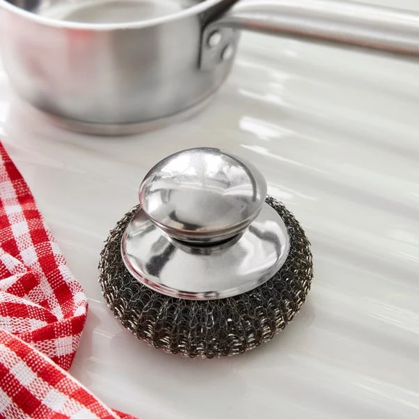 Steel Scourer With Stainless Steel Handle 1 Steel Scourer With Stainless Steel Handle