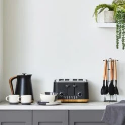 Contemporary Matt Black Kettle And Toaster Set